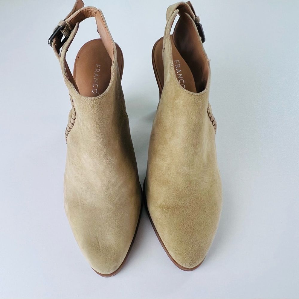 Franco Sarto Booties Boots Ankle Suede Leather Tan 6.5  New - Picture 5 of 8